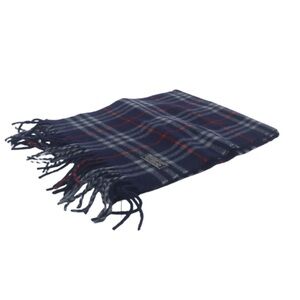 Burberry Navy and Gray Plaid Scarf